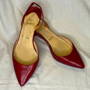 Christian Louboutin Sharka 45 deep red kitten heel sling back -